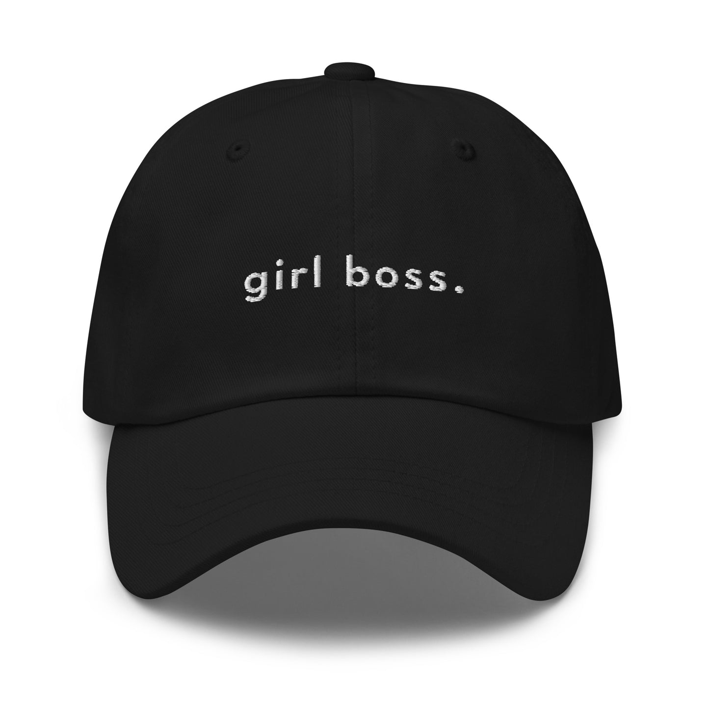 girl-boss-classic-dad-cap in Classic dad cap with embroidered witty quote – Stay Witty classic baseball hat with adjustable strap and curved brim.