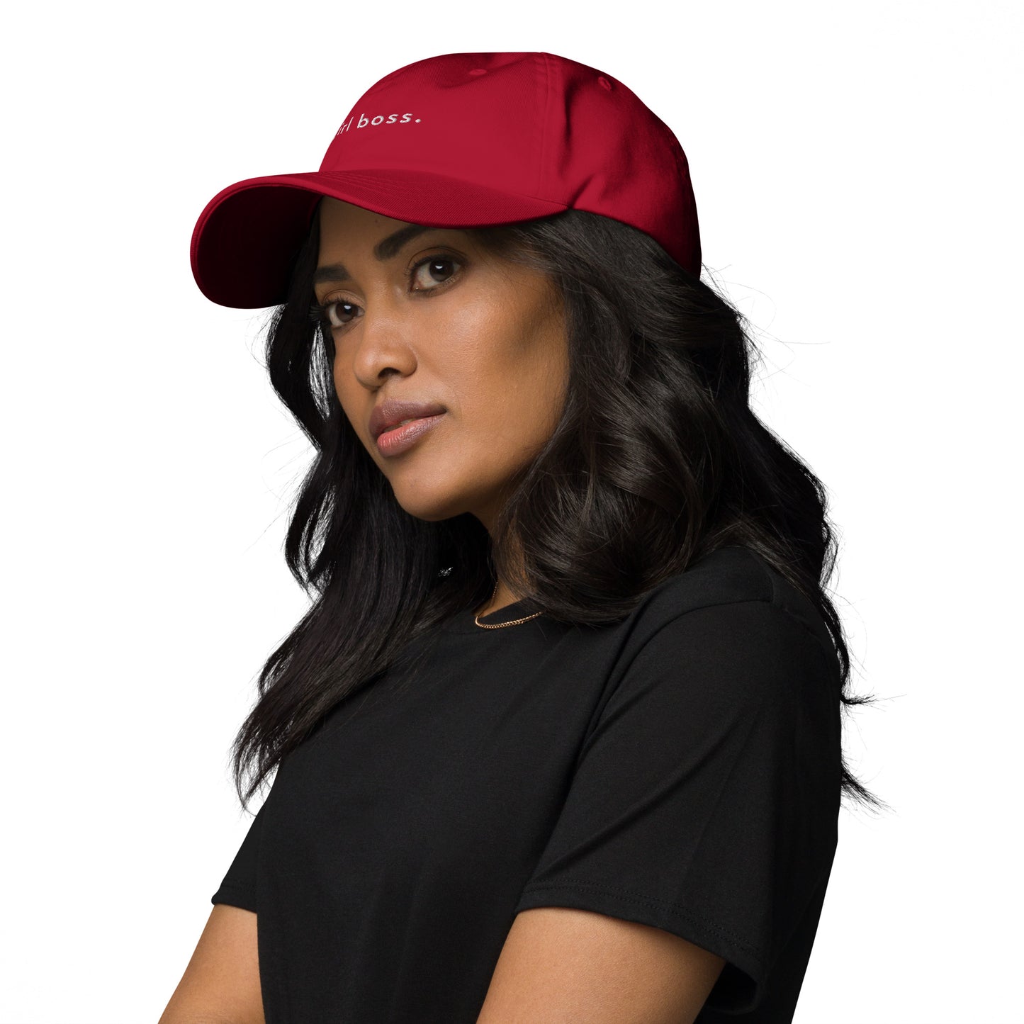 girl-boss-classic-dad-cap in Stone Classic dad cap with embroidered witty quote – Stay Witty classic baseball hat with adjustable strap and curved brim.