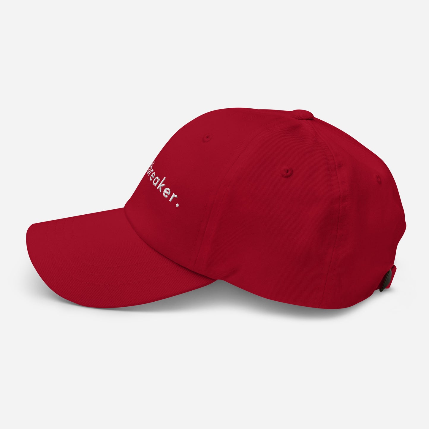 heartbreaker-classic-dad-cap in Cranberry Classic dad cap with embroidered witty quote – Stay Witty classic baseball hat with adjustable strap and curved brim.