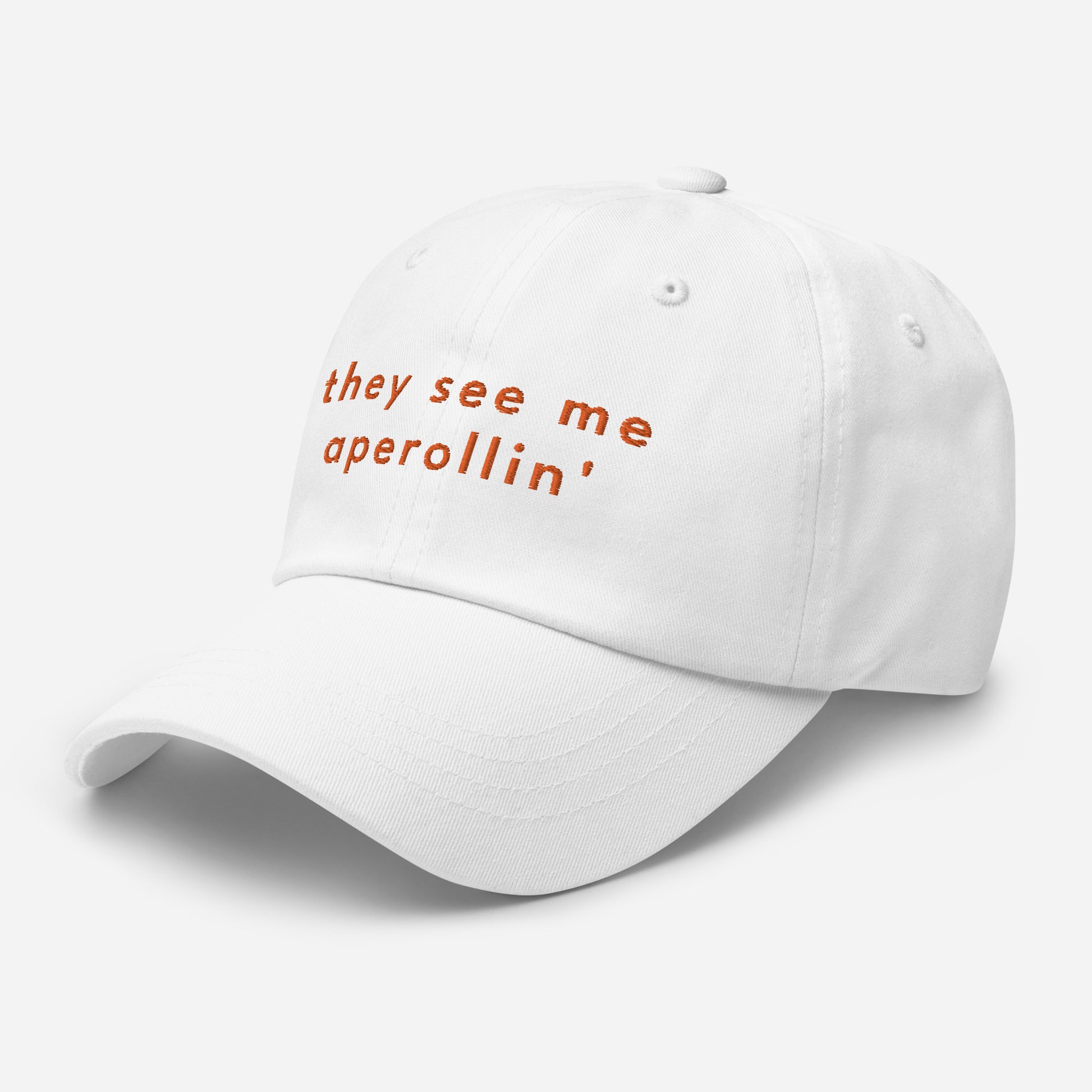 they-see-me-aperollin-classic-dad-cap in Navy Classic dad cap with embroidered witty quote – Stay Witty classic baseball hat with adjustable strap and curved brim.