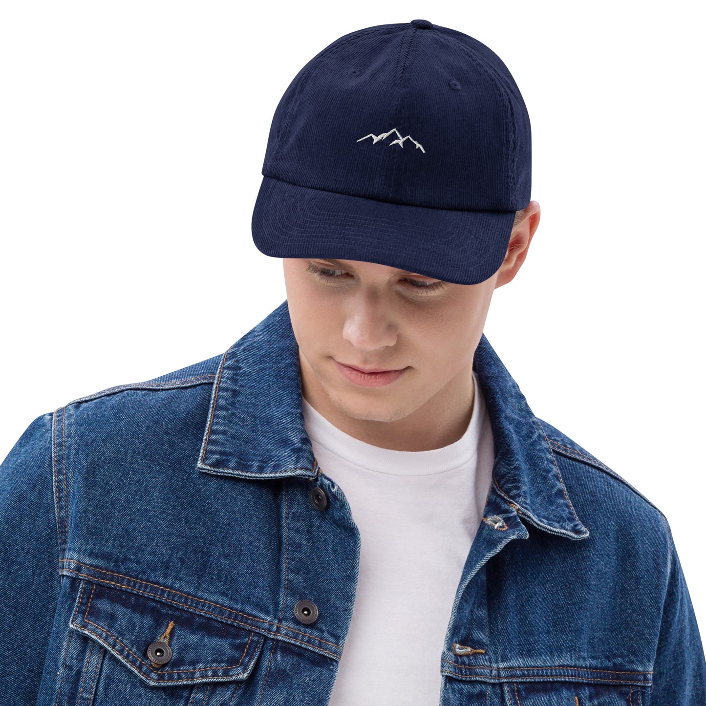 mountains-corduroy-hat in Classic dad cap with embroidered witty quote – Stay Witty classic baseball hat with adjustable strap and curved brim.
