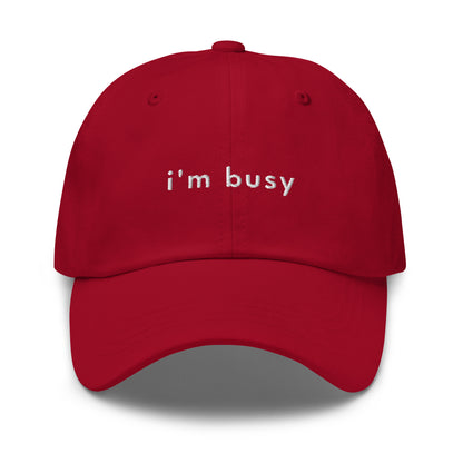 im-busy-classic-dad-cap in  Classic dad cap with embroidered witty quote – Stay Witty classic baseball hat with adjustable strap and curved brim.