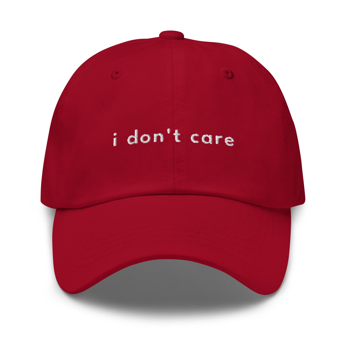 i-dont-care-classic-dad-cap in  Classic dad cap with embroidered witty quote – Stay Witty classic baseball hat with adjustable strap and curved brim.