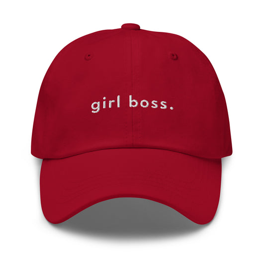 girl-boss-classic-dad-cap in Black Classic dad cap with embroidered witty quote – Stay Witty classic baseball hat with adjustable strap and curved brim.