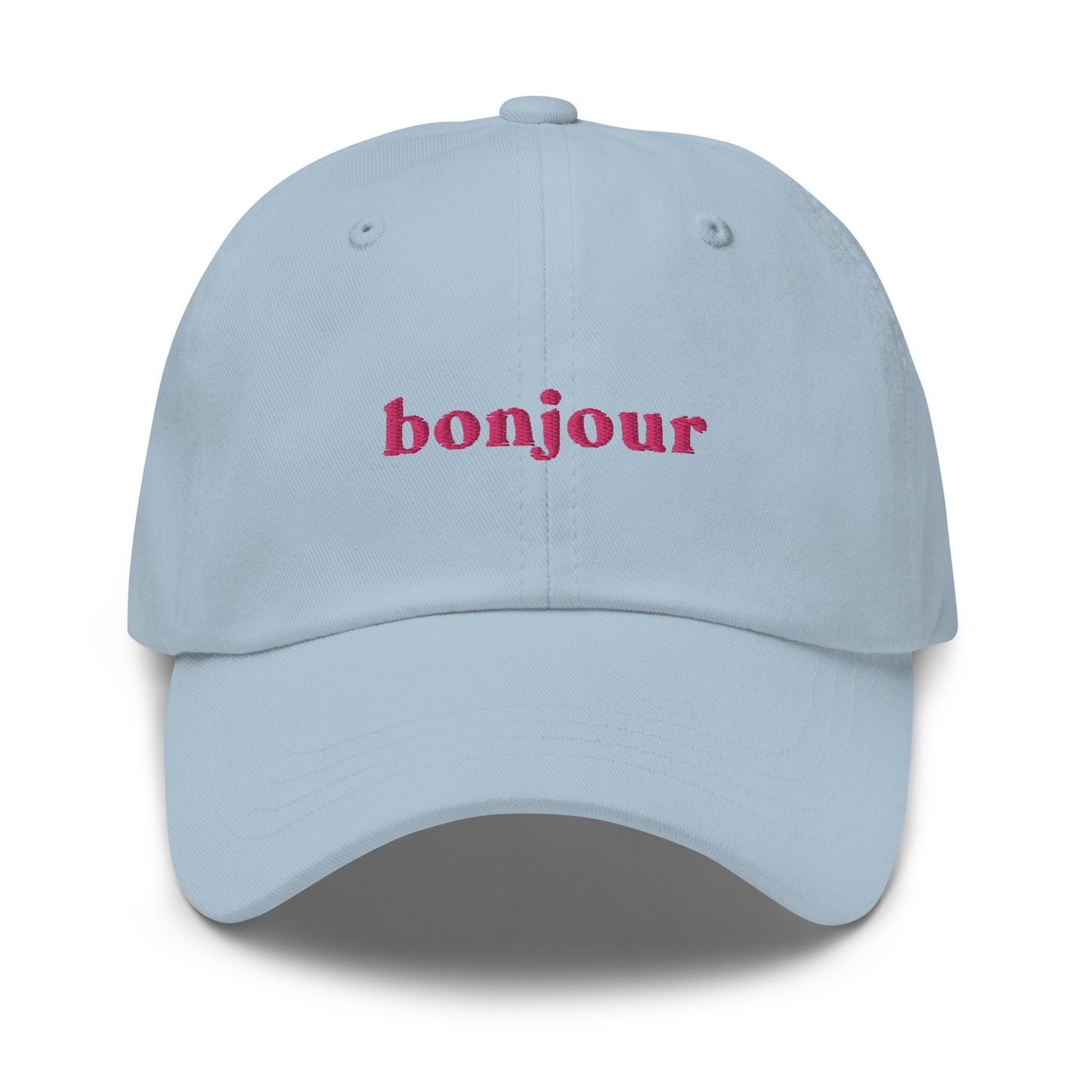 bonjour-au-revoir-classic-dad-cap in Black Classic dad cap with embroidered witty quote – Stay Witty classic baseball hat with adjustable strap and curved brim.