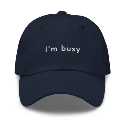 im-busy-classic-dad-cap in  Classic dad cap with embroidered witty quote – Stay Witty classic baseball hat with adjustable strap and curved brim.