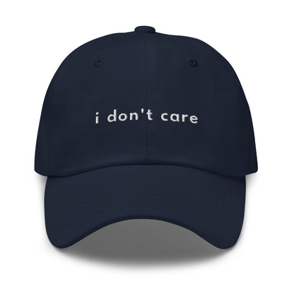 i-dont-care-classic-dad-cap in  Classic dad cap with embroidered witty quote – Stay Witty classic baseball hat with adjustable strap and curved brim.