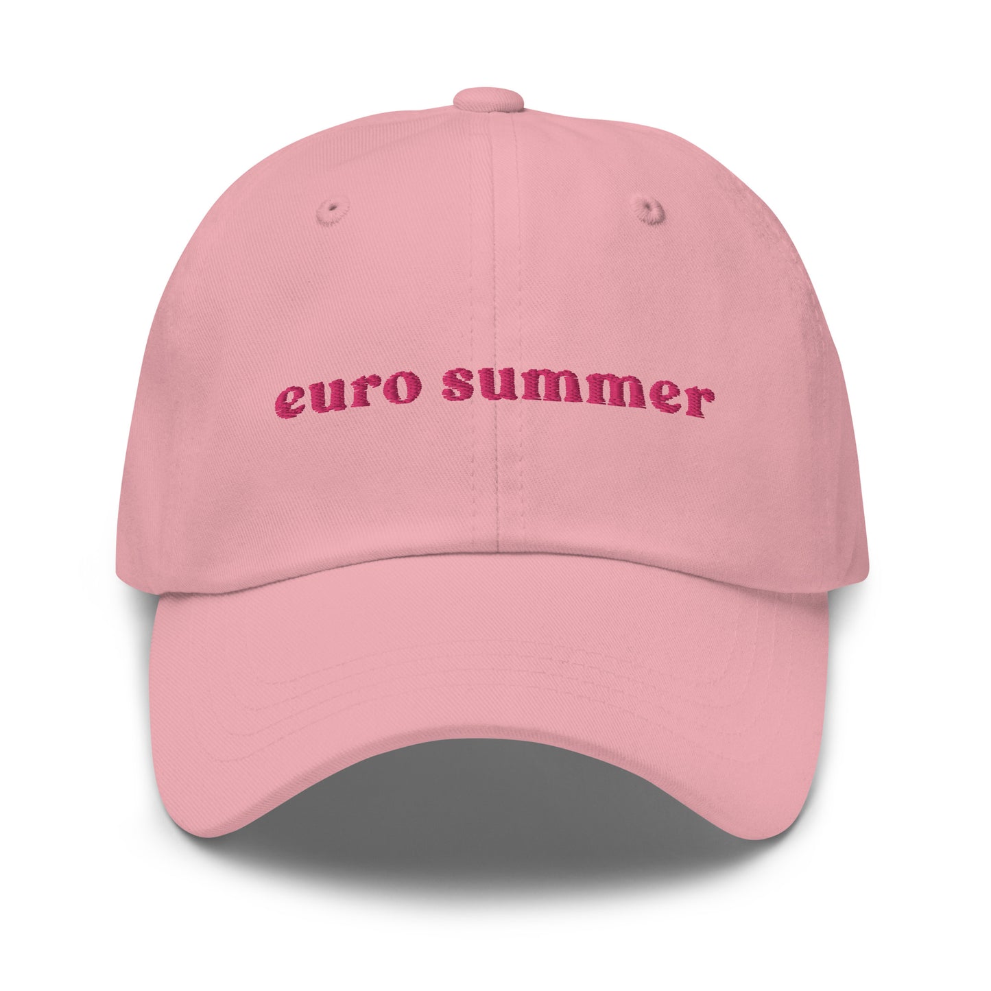 euro-summer-classic-dad-cap in Pink Classic dad cap with embroidered witty quote – Stay Witty classic baseball hat with adjustable strap and curved brim.