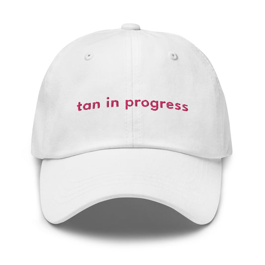 tan-in-progress-classic-dad-cap in Black Classic dad cap with embroidered witty quote – Stay Witty classic baseball hat with adjustable strap and curved brim.