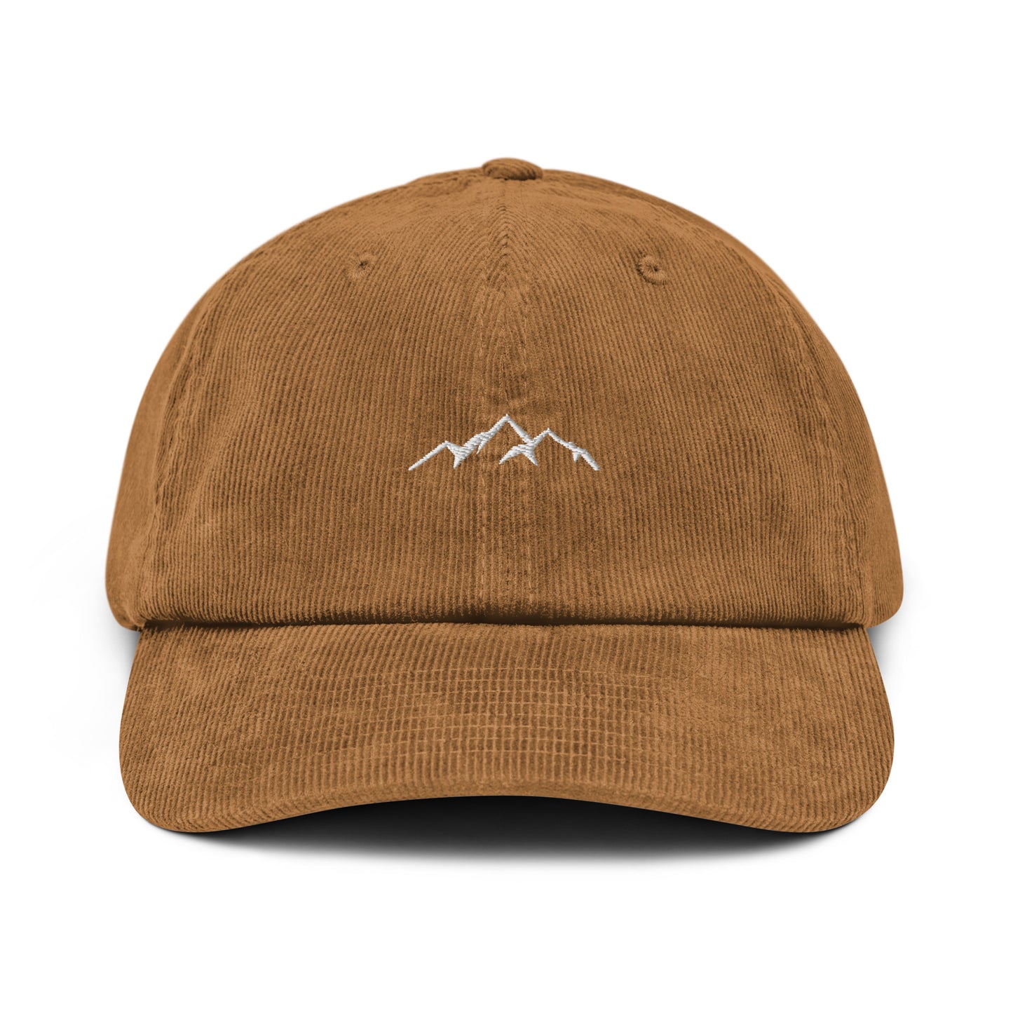 mountains-corduroy-hat in Camel Classic dad cap with embroidered witty quote – Stay Witty classic baseball hat with adjustable strap and curved brim.