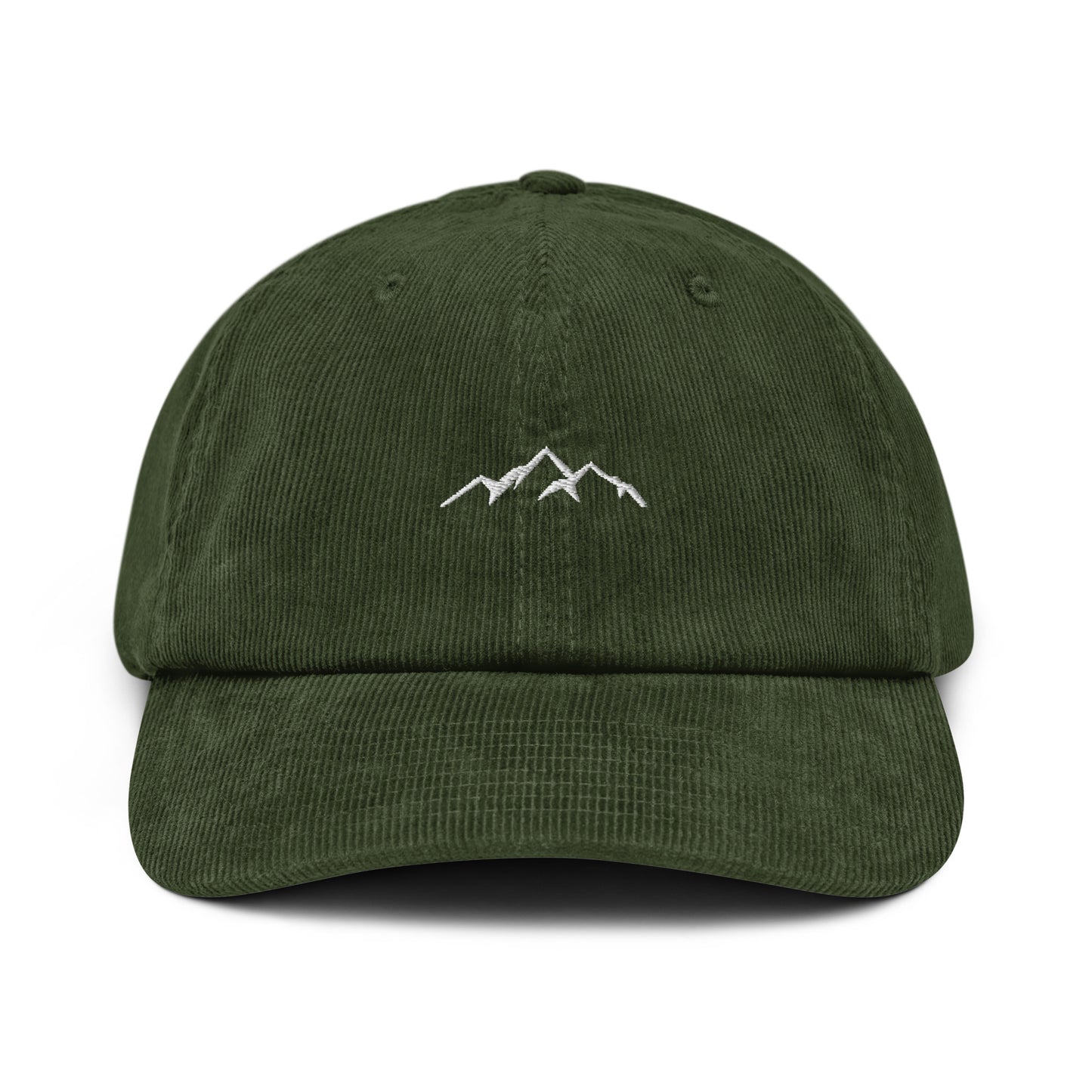 mountains-corduroy-hat in Dark Olive Classic dad cap with embroidered witty quote – Stay Witty classic baseball hat with adjustable strap and curved brim.