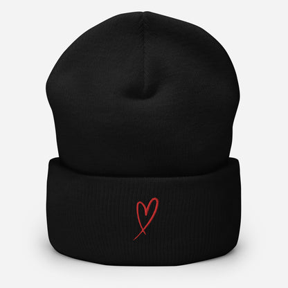 red-heart-cuffed-beanie in Navy Classic dad cap with embroidered witty quote – Stay Witty classic baseball hat with adjustable strap and curved brim.