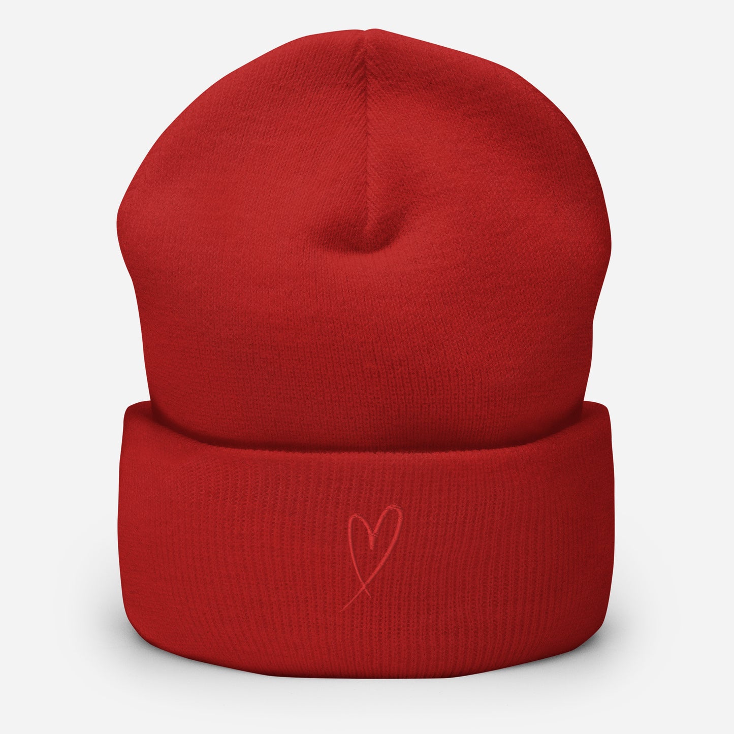 red-heart-cuffed-beanie in Red Classic dad cap with embroidered witty quote – Stay Witty classic baseball hat with adjustable strap and curved brim.