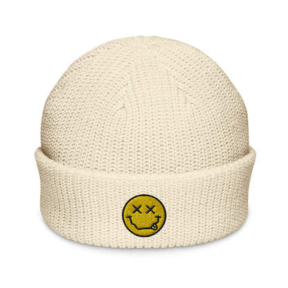 xx-smiley-fisherman-beanie in Ecru Classic dad cap with embroidered witty quote – Stay Witty classic baseball hat with adjustable strap and curved brim.