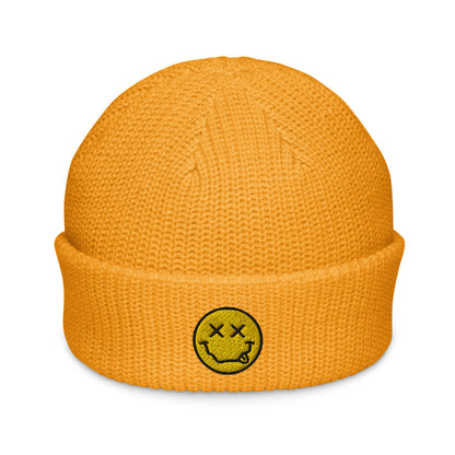 xx-smiley-fisherman-beanie in Gold Classic dad cap with embroidered witty quote – Stay Witty classic baseball hat with adjustable strap and curved brim.