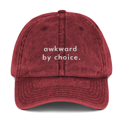 awkward-by-choice-vintage-dad-cap-1 in  Classic dad cap with embroidered witty quote – Stay Witty classic baseball hat with adjustable strap and curved brim.