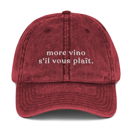 more-vino-svp-vintage-dad-cap in Black Classic dad cap with embroidered witty quote – Stay Witty classic baseball hat with adjustable strap and curved brim.