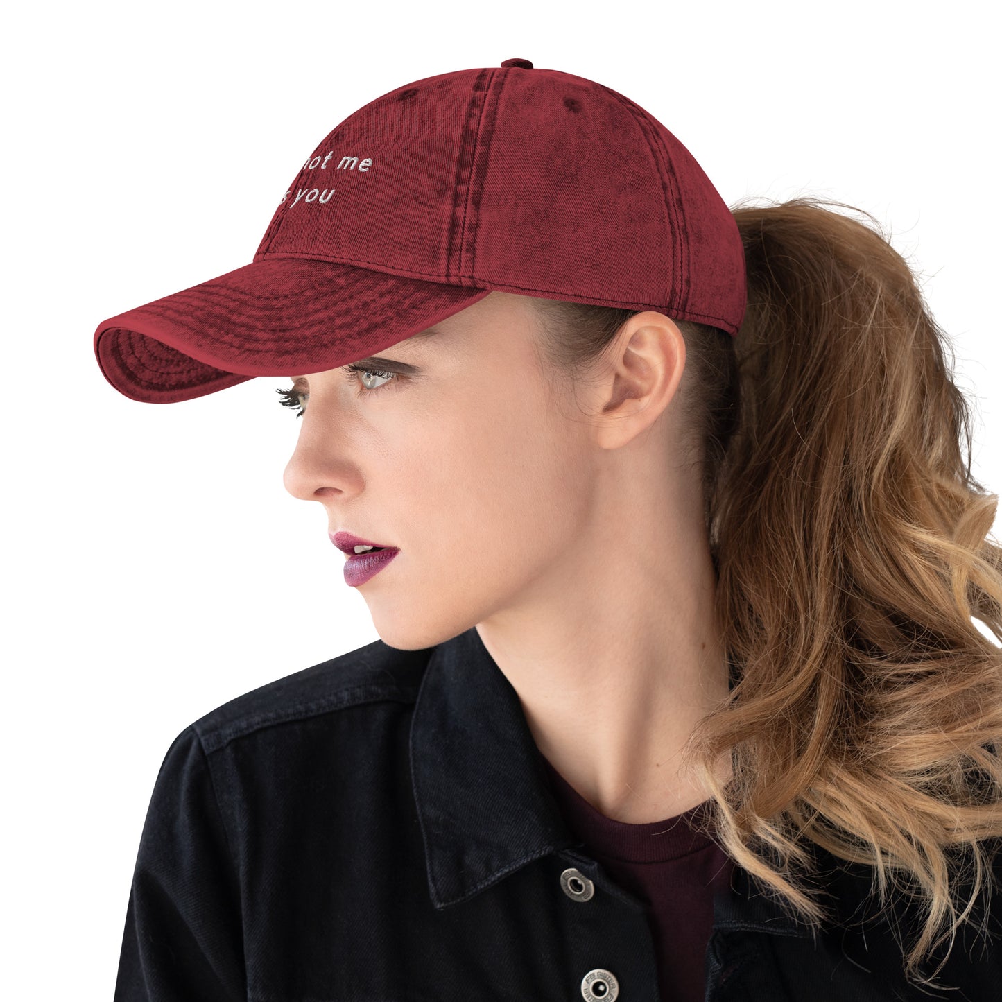 its-not-me-its-you-vintage-dad-cap-1 in  Classic dad cap with embroidered witty quote – Stay Witty classic baseball hat with adjustable strap and curved brim.