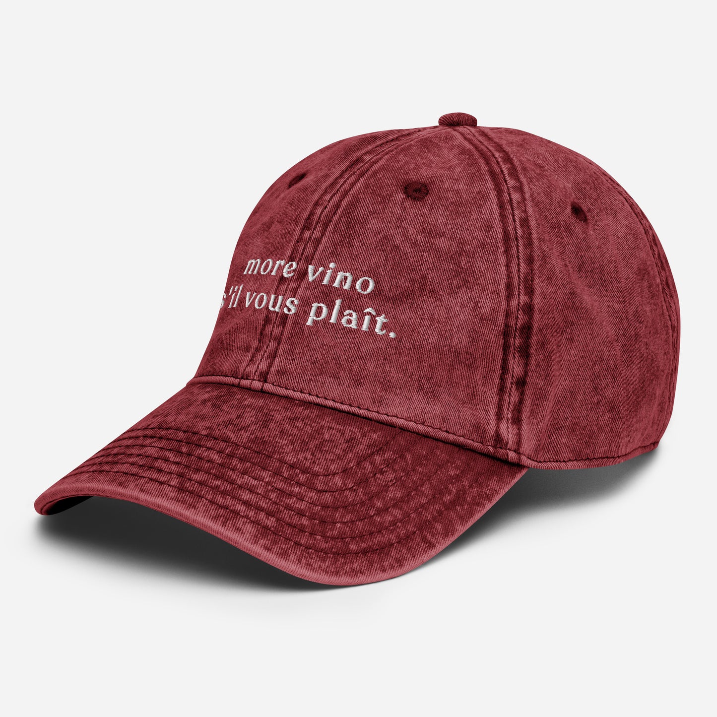 more-vino-svp-vintage-dad-cap in Navy Classic dad cap with embroidered witty quote – Stay Witty classic baseball hat with adjustable strap and curved brim.