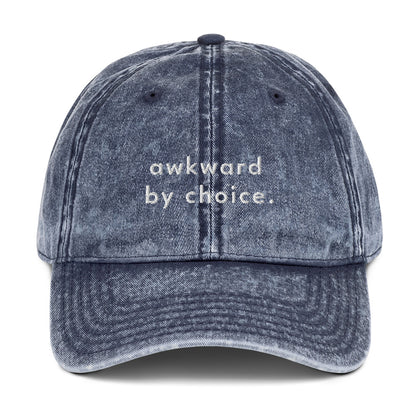 awkward-by-choice-vintage-dad-cap-1 in  Classic dad cap with embroidered witty quote – Stay Witty classic baseball hat with adjustable strap and curved brim.