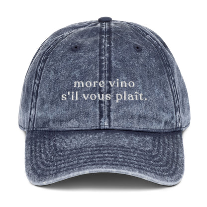 more-vino-svp-vintage-dad-cap in  Classic dad cap with embroidered witty quote – Stay Witty classic baseball hat with adjustable strap and curved brim.